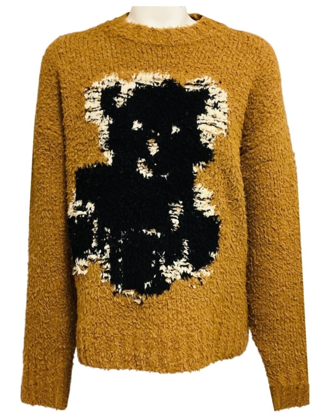 ACNE STUDIOS KHAKI BEIGE TEDDY CREWNECK SWEATER